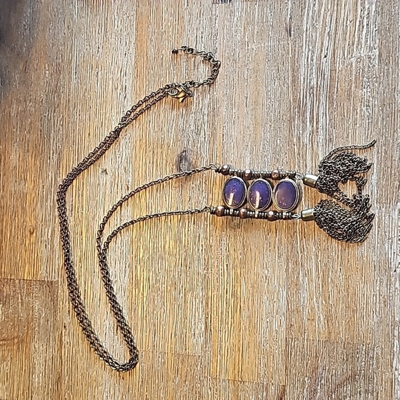 Turkmen tribal lapis lazuli Wedding brides maids beaded long necklace - Picture 5 of 5